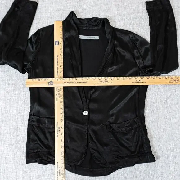 Raquel Allegra Shrunken Blazer in Black Satin size 1 / Small $475 - Picture 7 of 9